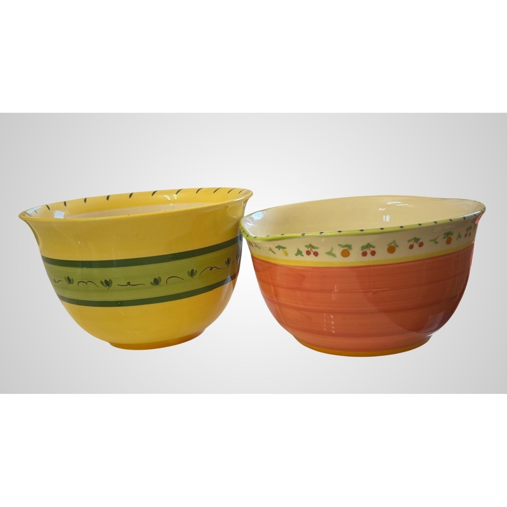Pfaltzgraff‎ Secrets of Pistoulet Mixing Bowl Set Jana Kolpen Yellow Orange 2pc